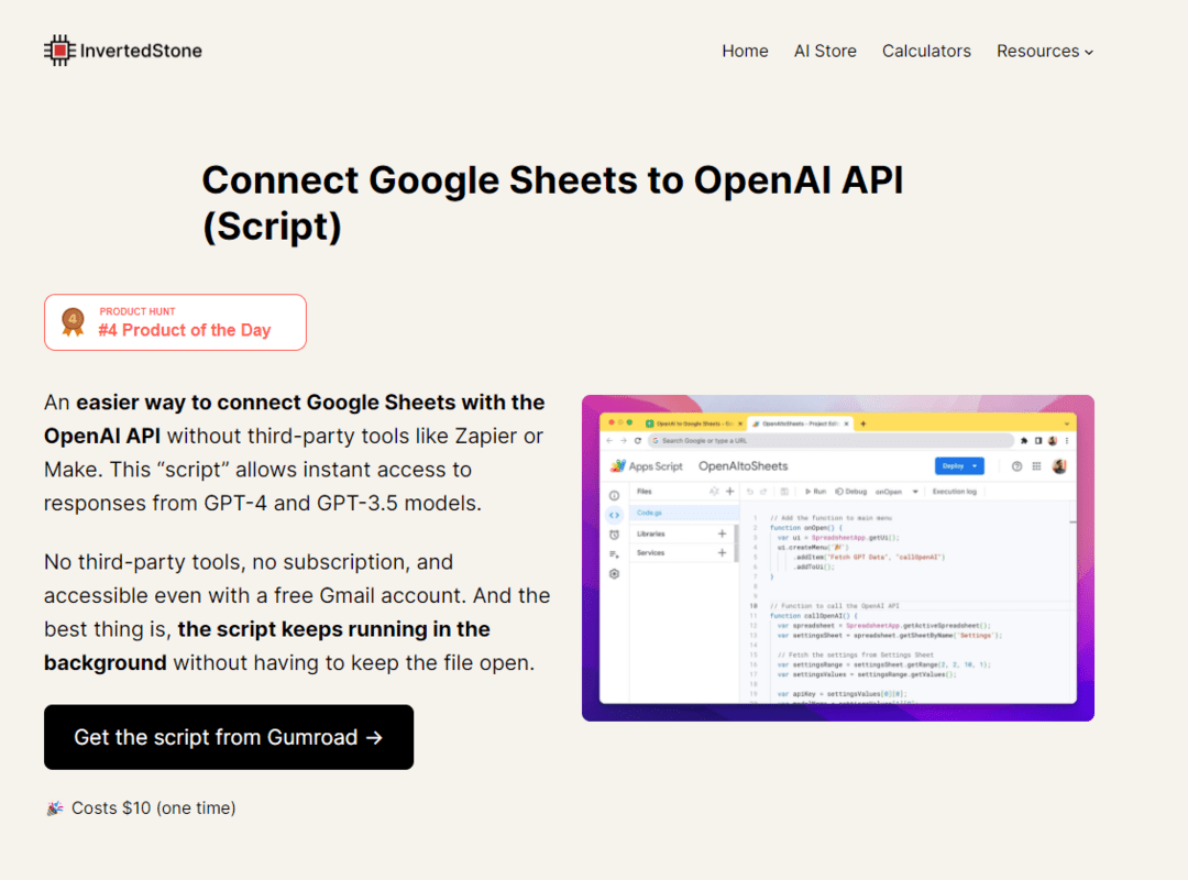 Connect Google Sheets to OpenAI API